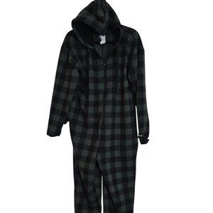 Fabletic's Green and Black Check Onesie with Hood Size Large
